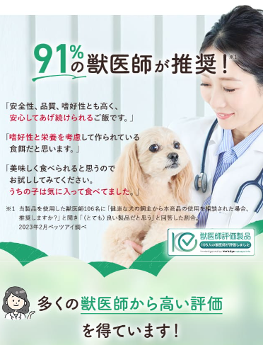 ９１％の獣医師が推奨