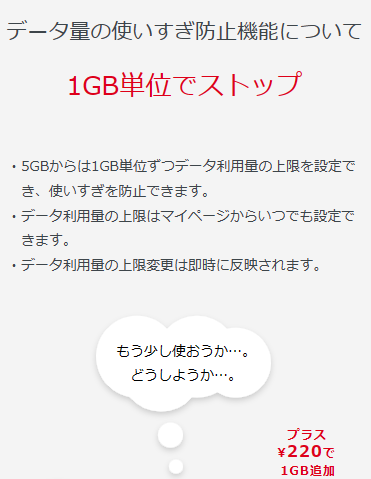 データ量使い過ぎ防止機能について